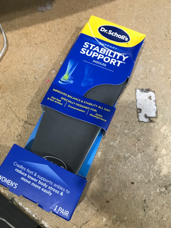 Photo 1 of ?Dr. Scholl's Stability Support Insoles, Flat Feet & Overpronation Low Arch Support, Improves Balance & Stability, Motion Control, Trim Inserts to Fit Shoes, Women's Size 6-10