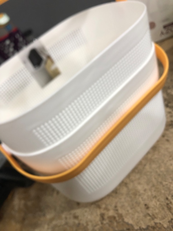 Photo 1 of UUJOLY Plastic Storage Baskets with Handles, Shower Caddy Shelf Organizers Basket for Bathroom, Kitchen, Dorm Room, Yellow, 2 Pack