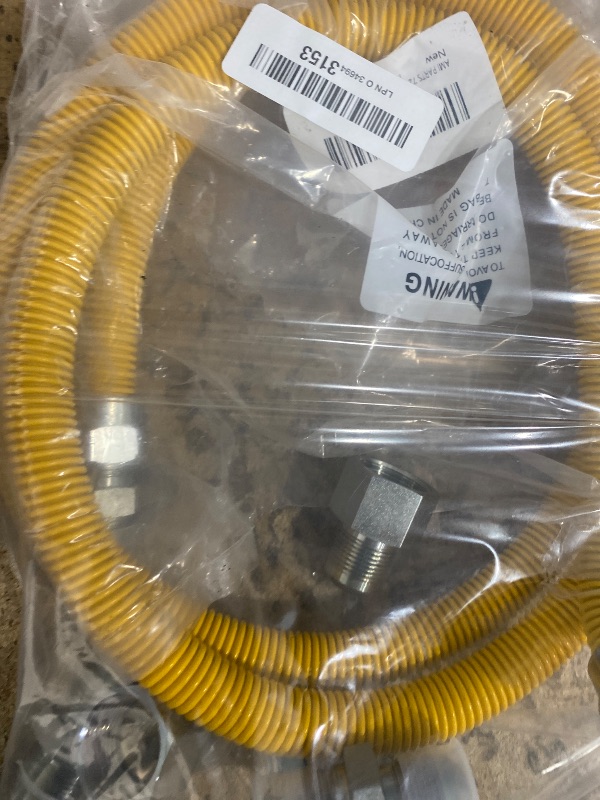 Photo 1 of AMI PARTS 72" Flexible Gas Line Kit Yellow Coated, Gas Hose Connector Kit for Dryer, Stove, Water Heater,5/8" OD(1/2" ID) Stainless Steel Gas Line with Connector 1/2" MIP &1/2"FIP & 3/4"MIP Fitting