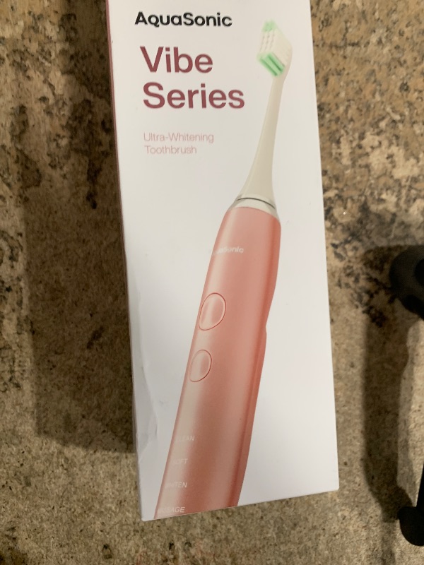 Photo 1 of Aquasonic Vibe Series Ultra-Whitening Toothbrush – ADA Accepted Electric Toothbrush - 8 Brush Heads & Travel Case – 40,000 VPM Motor & Wireless Charging - 4 Modes w Smart Timer – Satin Rose Gold