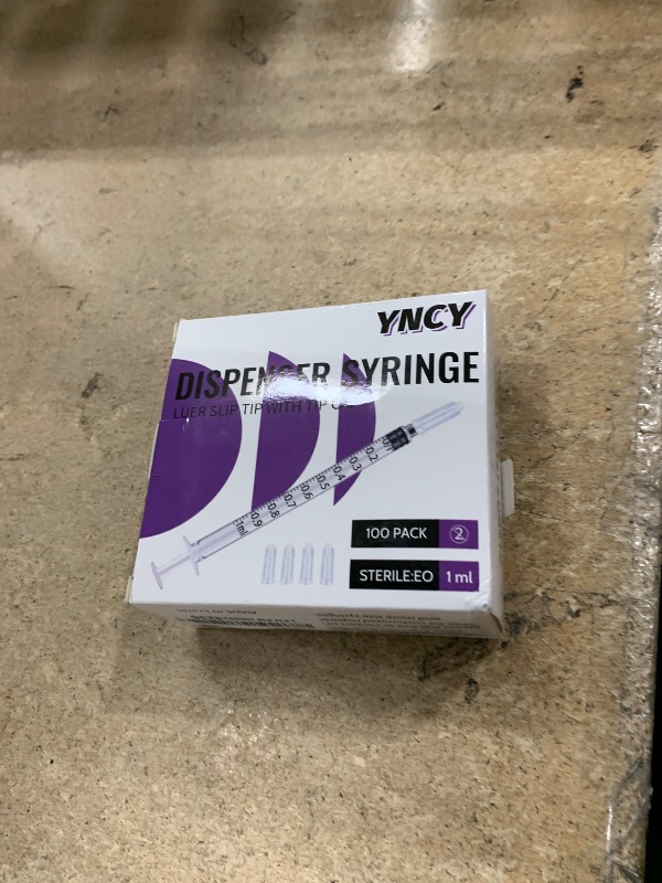 Photo 1 of 1ml Sryinge with Cap, Luer Slip Tip, Whole Pack Bulk Sterile Sealed, No Needle (100 pcs, 1ML)