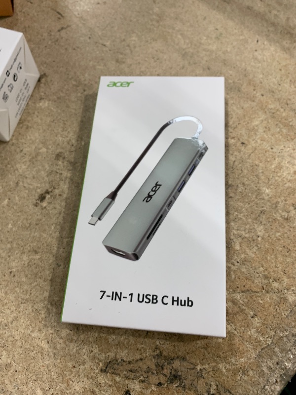Photo 1 of Acer USB C Hub, 7 in 1 USB C to HDMI Splitter, 2 USBA 3.1 GEN1 and 5Gbps Type-C Data Port, Type C Adapter with 4K HDMI Port, PD 100W Charging, SD Card Reader, for Laptop, PC, Desktop and More