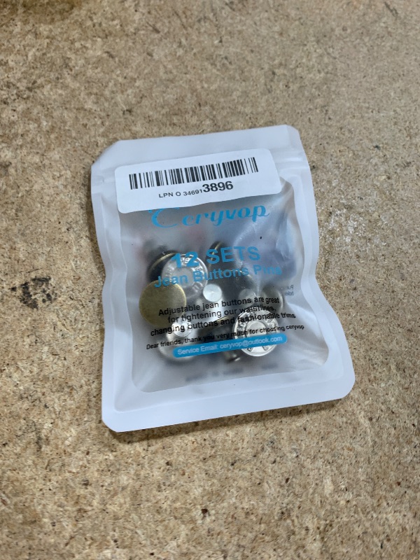 Photo 1 of 12 Sets Button Pins for Loose Jeans, No Sew and No Tools Instant Replacement Snap Tack Pant Button, Ceryvop Reusable and Adjustable Metal Pants Button Tightener