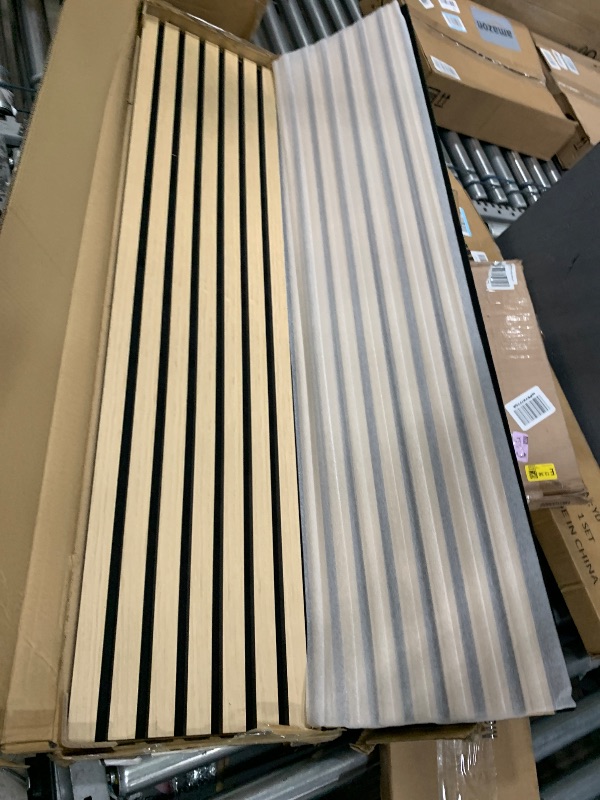 Photo 1 of Acoustic Wood Slat Panels for Wall and Ceiling, 2 Pcs Soundproof Wooden Boards, 3D Noise Sound Dampening Decoration 47.2”x23.8” - Oak