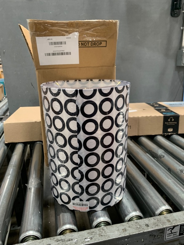 Photo 1 of Aspen Creative 31006A Transitional Hardback Drum (Cylinder) Shape Spider Construction Lamp Shade, Black & White Geometric Print, 8" wide (8" x 8" x 11")