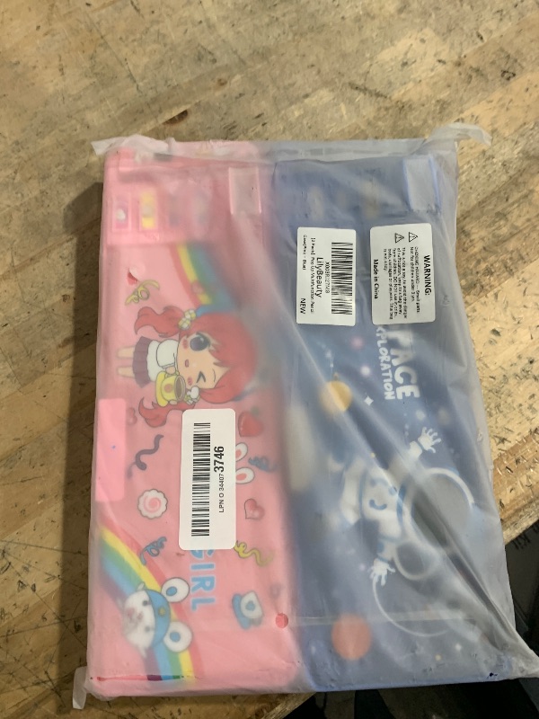 Photo 1 of ?2Pack?Pop Up Multifunction Pencil Case for Girls and Boys, Cute Cartoon Pen Box Organizer Stationery with Lock, Sharpener, Schedule, Whiteboard, School Supplies, Best Gifts for Kids(Pink+Blue1)