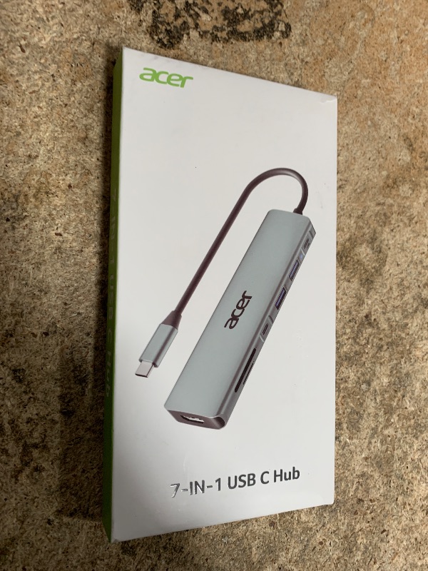 Photo 1 of Acer USB C Dock, 7 in 1 USB C to HDMI Hub, 2 USB 3.1 GEN1 and 5Gbps Type-C Data Port, 4K HDMI Port, PD 100W Charging, SD Card Reader, for iPad Pro MacBook Pro Acer Laptops and More (Silver)