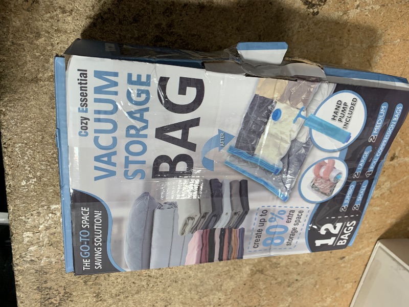 Photo 1 of 12 Pack Vacuum Storage Bags, Space Saver Vacuum Storage Bags, Vacuum Seal Bags for Clothing, Clothes, Comforters and Blankets, Hand Pump Included