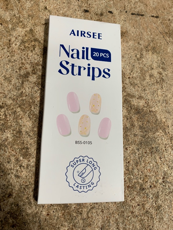 Photo 1 of AIRSEE Semi Cured Gel Nail Strips Kit(Pink Goldleaf)-Works with Any UV Nail Lamps light, Salon-Quality,Long Lasting, Easy to Apply & Remove - Includes 20Pcs 2 Prep Pads, Nail File & Wooden Stick