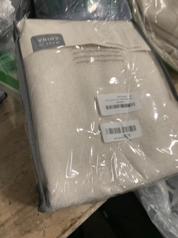 Photo 1 of 100% Blackout Shield Linen Blackout Curtains for Bedroom 96 Inches Long, Back Tab/Rod Pocket Living Room Drapes, Thermal Insulated Blackout Curtains 2 Panels Set, 50" W x 96" L,Cream