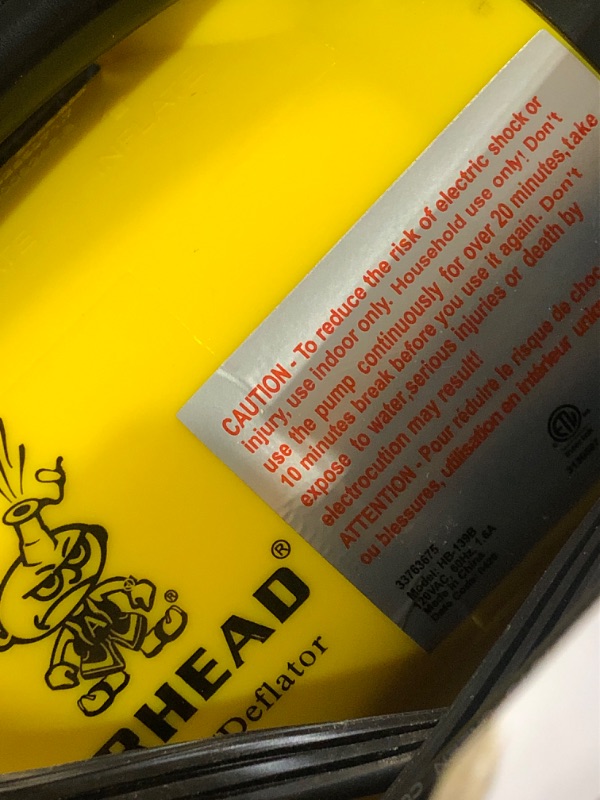 Photo 1 of (non functional)(sold for parts only) Airhead AHP-120 Kwik Tek Air Pump Canister (120-Volt), Yellow/Black0