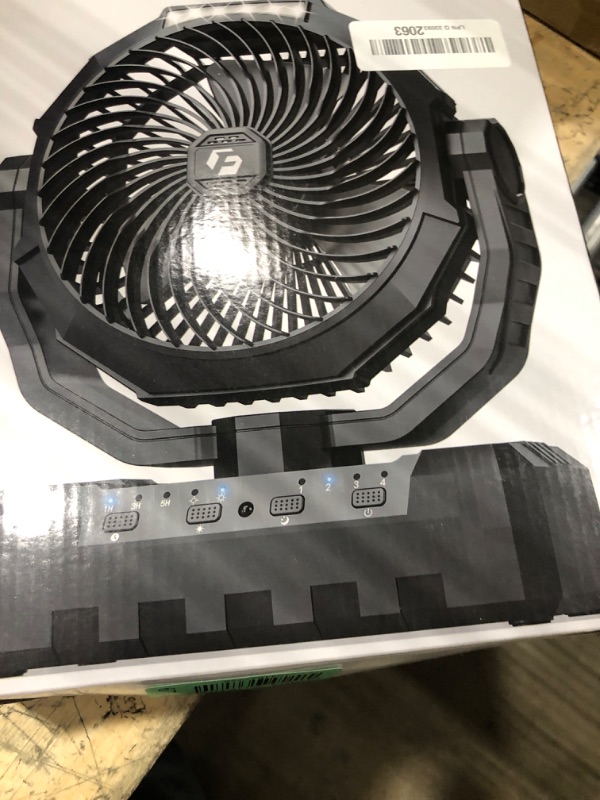 Photo 1 of 24000mAh Camping Fan - 9-Inch Detachable Rechargeable Battery Operated Fan with Light & Hook for Tent, Outdoor - USB Table Fan with 4 Speeds for Picnic, BBQ, Fishing, Travel, Hurricane