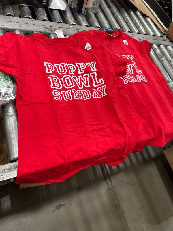 Photo 1 of 2 pack red Puppy Bowl Sunday t shirts, large