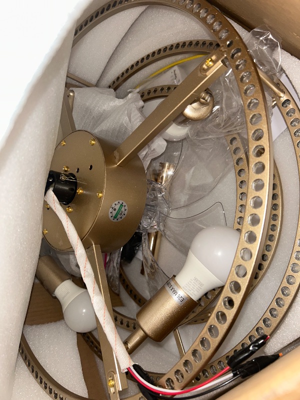 Photo 1 of ***PARTS ONLY***SAMPHON 42" Retractable Ceiling Fans with Lights, Crystal Chandelier Ceiling Fan with Remote & APP Control, Modern Dimmable LED Fandelier for Living Room, Dinning Room, Bedroom (Gold)
