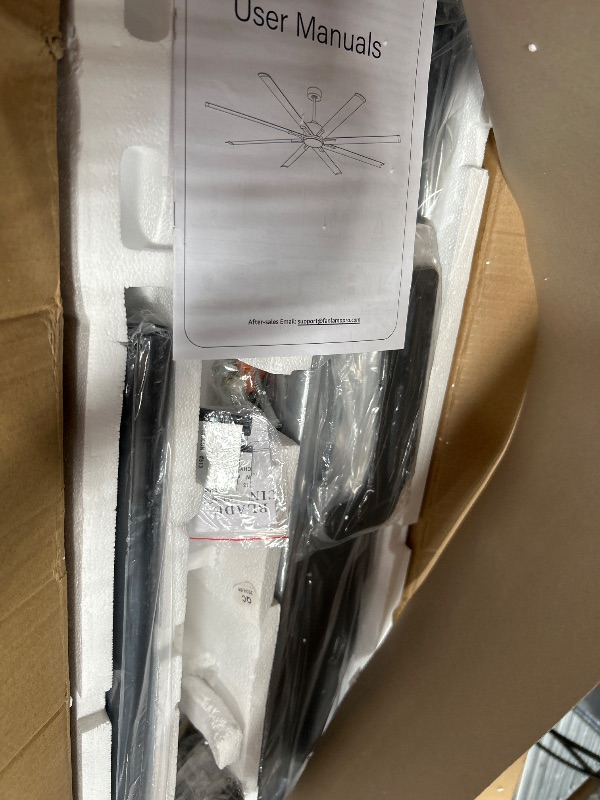Photo 1 of ***PARTS ONLY***ZMISHIBO 72 inch Aluminium Blade Ceiling Fans with Lights and Remote, Outdoor Ceiling Fans for Patio Living Room with Quiet DC Motor, 6 Speed Reversible, 3 CCT, Black Industrial Ceiling Fan, 8 Blades