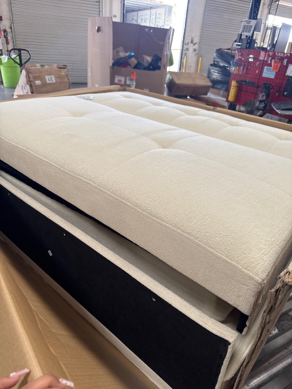 Photo 1 of FINAL SALE!!! NON-REFUNDABLE* PRTIAL SET* DWVO 3-in-1 Convertible Sofa Bed, 55" Sleeper Sofa with Pull-Out Bed, Cat-Scratch-Proof Fabric Futon Couch with Adjustable Backrest and Side Pocket, Loveseat for Living Room Apartment, Beige