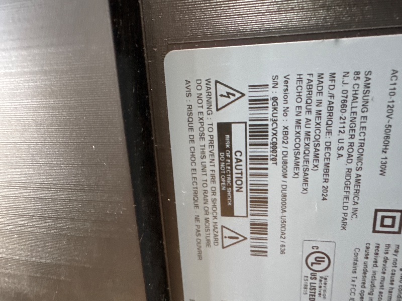 Photo 1 of *FINAL SALE!!! NON-REFUNDABLE/ NO POWER ON* SAMSUNG 50-Inch Class 4K Crystal UHD DU8000 Series HDR Smart TV w/Object Tracking Sound Lite, Motion Xcelerator, Ultra Slim Design, Gaming Hub, Alexa Built-in (UN50DU8000, 2024 Model)