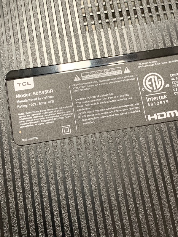 Photo 1 of TCL 50-Inch Class S4 4K LED Smart TV with Roku TV (50S450R, 2023 - Model), Dolby Vision, HDR, Dolby Atmos, Works with Alexa, Google Assistant and Apple HomeKit Compatibility, Streaming UHD Television
