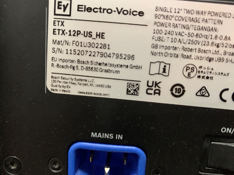 Photo 1 of ***PARTS ONLY***Electro-Voice ETX-12P 12" 2000W 2-Way Full Range Powered Loudspeaker