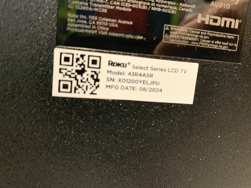 Photo 1 of ***************SCREEN DESTROYED, NON-FUNCTIONAL, FINAL SALE*********************

Roku Smart TV – 43-Inch Select Series 4K HDR RokuTV with Roku Enhanced Voice Remote, Brilliant 4K Picture, Automatic Brightness, & Seamless Streaming – Live Local News, Spor