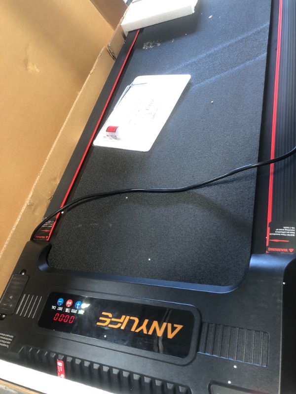 Photo 1 of *********************MISSING REMOTE*****************

Walking Pad Treadmill, Anylife Incline Walking Under Desk 265lb Capacity, 2.6HP Portable Treadmills for Home, Compact Treadmill Small Running Pad with LED Display, Remote Control, Black