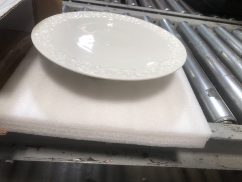Photo 1 of 10 Inch Cake Stand, Gomakren Wedding Cake Stand for Party, Christmas Porcelain Cake Plate, Round Dessert Stand for Baby Shower, Birthday, Home Decorating Stand, White