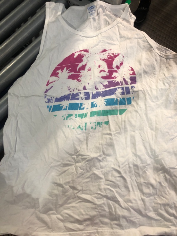 Photo 1 of (see all images) Retro Eighties 80s & 90s Beach Style design with palm trees Tank Top large