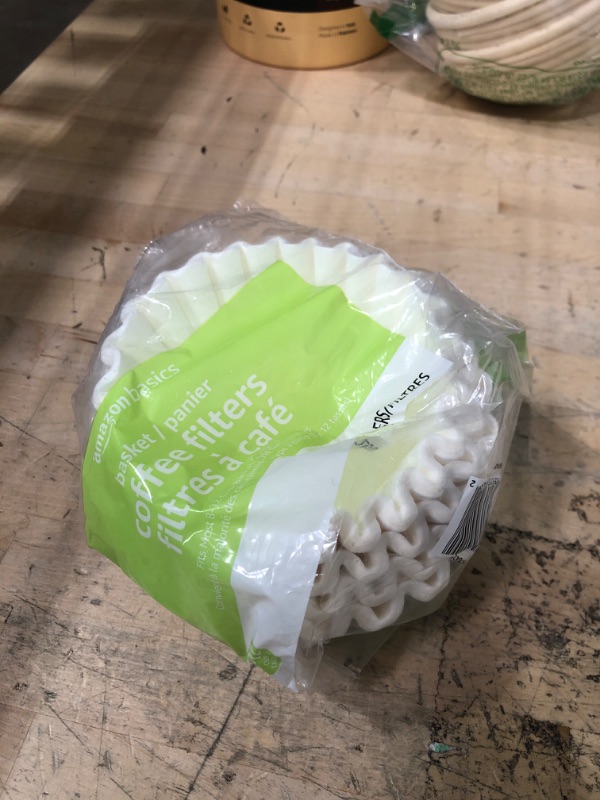 Photo 1 of Amazon Basics Basket Coffee Filters for 8-12 Cup Coffee Makers, White, 200 Count