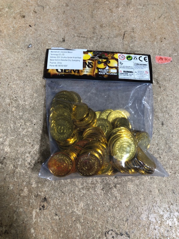 Photo 1 of 100Pcs Plastic Play Coins Gold Pirate Treasure Hunt Coins Toys for Kids Party Theme Props Decoration,Party Favor,Lucky Draw Games, Great for Kids, Toddlers, Teachers