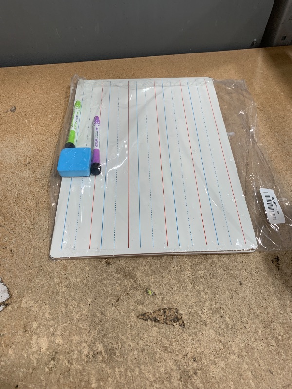 Photo 1 of *ONLY 1* Nicpro Dry Erase Lap Board 12 x 16 inches 2 Pack Ruled Kid Double Sided Blank & Lined Small Lapboard with 8 Pens, 2 Eraser, Learning Mini Whiteboard Portable for Student and Classroom Use