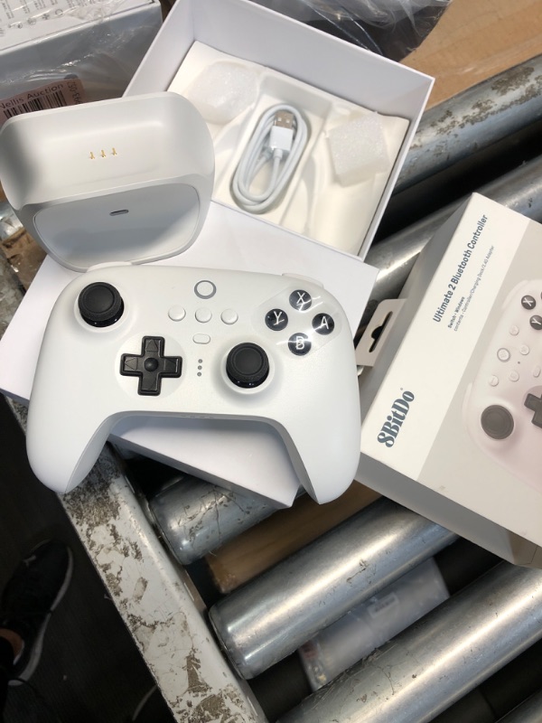 Photo 1 of 8Bitdo Ultimate 2 Bluetooth Controller for Switch & Windows PC, Switch Pro Controller with TMR Joysticks, Switchable Hall Effect/Tactile Triggers, Vibration and Motion Control, RGB Fire Ring, White