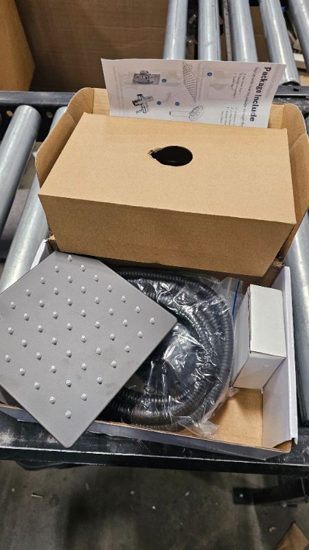 Photo 1 of 6'' Square High Pressure Rain Black Shower Heads with Handheld Spray Combo. Equipped with 78" Leakproof Hose, 3 Way Diverter Valve, Adhesive Shower Head Holder, Double Shower Head Set, AWAXFOLO