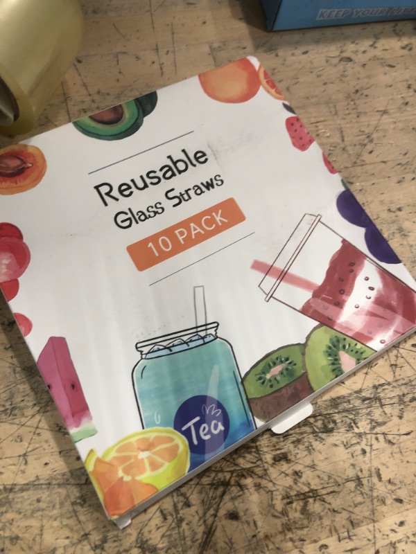 Photo 1 of 10 Pcs Reusable Colorful Bent Glass Straws,Size 9''x10mm and 6''x10mm Cute Short Glass Straws Shatter Resistant with 2 Cleaner Brush for Beverages,Coffee,Juice,Cocktail,Teas