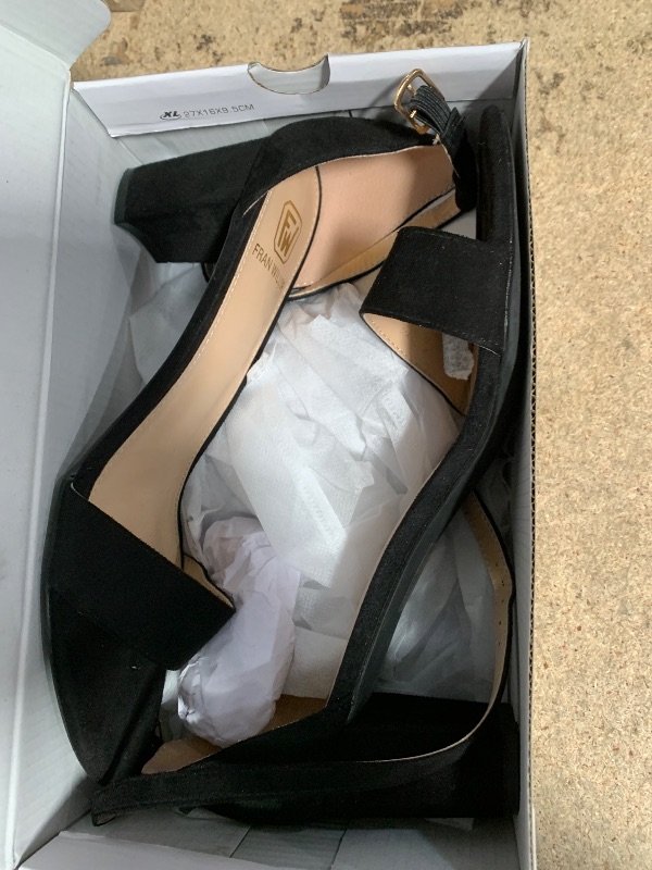 Photo 1 of FW FRAN WILLOR Women Open Toe Low Chunky Short Black Heels Ankle Strap Block Heel Sandals Party Dress Wedding Pump Shoes SIZE 8.5