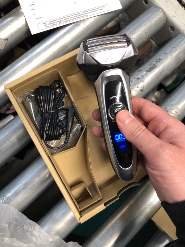 Photo 1 of (USED/FAIR) (POWER TESTED) Panasonic ARC5 Electric Razor for Men with Pop-Up Trimmer, Wet/Dry 5-Blade Electric Shaver with Intelligent Shave Sensor and Multi-Flex Pivoting Head – ES-LV65-S (Silver)
