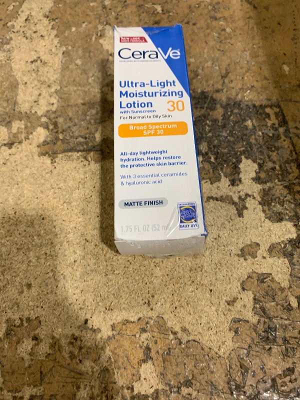 Photo 1 of CeraVe Ultra-Light Moisturizing Lotion With SPF 30, Daily Face Moisturizer with SPF, Formulated with Hyaluronic Acid & Ceramides, Broad Spectrum SPF, Oil Free, Matte Finish, 1.7 Ounce