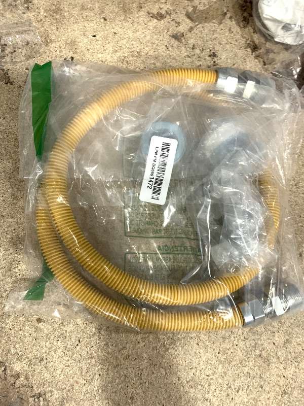Photo 1 of AMI PARTS 48" Flexible Gas Line Kit Yellow Coated, Gas Hose Connector Kit for Dryer, Stove, Water Heater,5/8" OD(1/2" ID) Stainless Steel Gas Line with Connector 1/2" MIP &1/2"FIP & 3/4"MIP Fitting