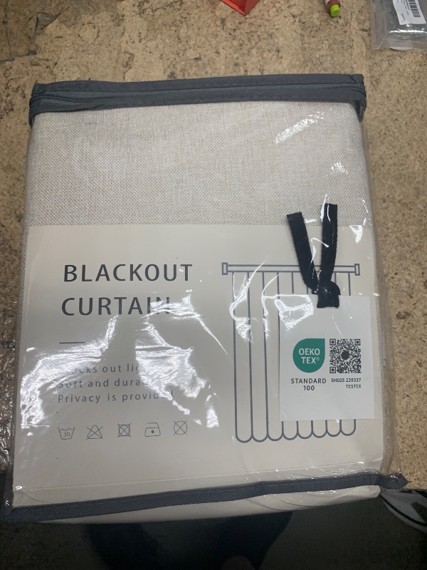 Photo 1 of 100% Blackout Shield Linen Blackout Curtains for Bedroom 108 Inches Long, Back Tab/Rod Pocket Living Room Drapes, Thermal Insulated Blackout Curtains 2 Panels Set, 50" W x 108" L,Cream