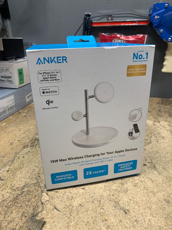 Photo 1 of Anker MagGo 3-in-1 Wireless Charging Station (Black & White)