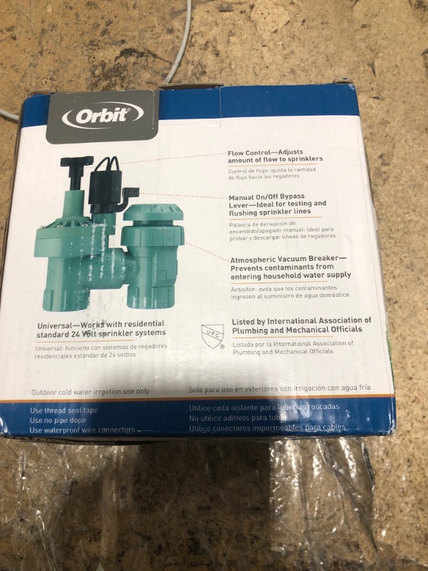 Photo 1 of 1-Pack Orbit 57623 3/4" FPT 100 Series Anti-Siphon Automatic Sprinkler Valve with Flow Control