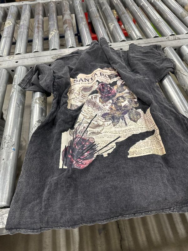 Photo 1 of Dynict Unisex Y2k T-Shirt Rose Letter Print Oversized Graphic Tees Short Sleeve Gothic T-Shirts Grunge Clothes (Medium)