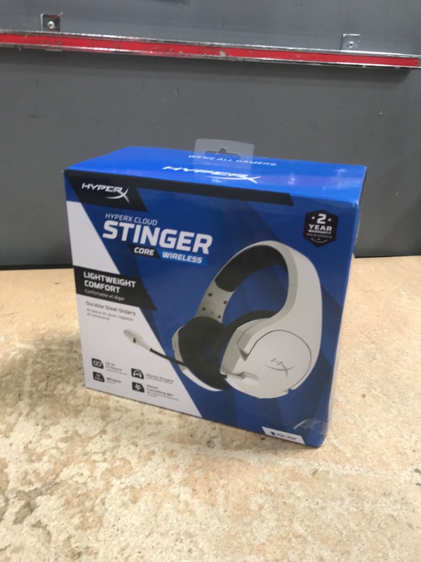 Photo 1 of ***(NO RETURNS OR REFUNDS/ FOR PARTS ONLY/ MISSING PARTS)***
MISSING THE DONGLE
HyperX HHSS1C-KB-WT/G Cloud Stinger Core – Wireless Gaming Headset, for PS4, PS5, PC, Lightweight, Durable kSteel Sliders, Noise-Cancelling Microphone - White