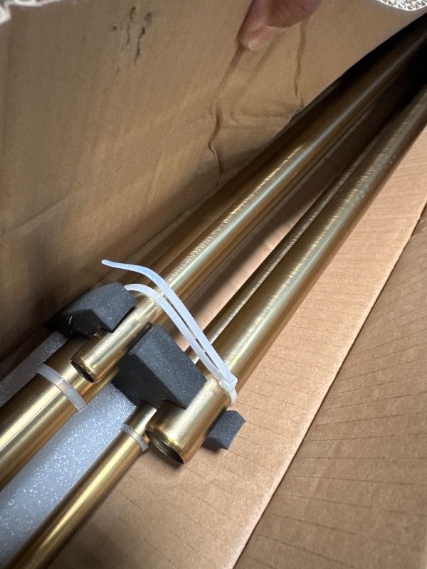 Photo 1 of 1 Inch Modern Double Window Curtain Rods,72-144 Inch Adjustable Telescoping Heavy Duty Stylish Drapery Rods Decorative Solid Square Allufer Finials for Dual Curtain Rod Window Treatment, Brushed Gold