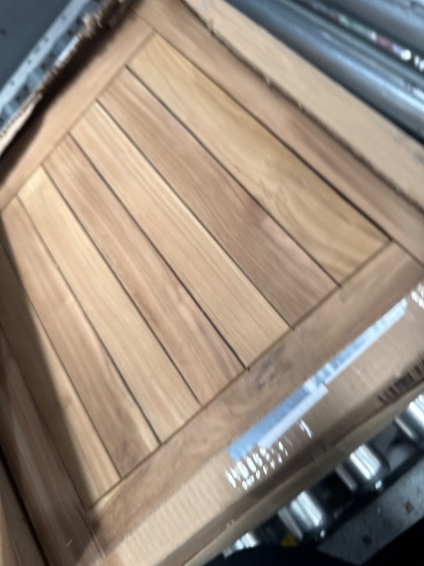 Photo 1 of ***MISSING HARDWARE*** RRI Goods Teak Wood Side Table with Storage, Indoor and Outdoor Wooden Furniture for Deck, Porch, Balcony, Living Room, Bedroom and Backyard (18" D x 18" W x 16" H)