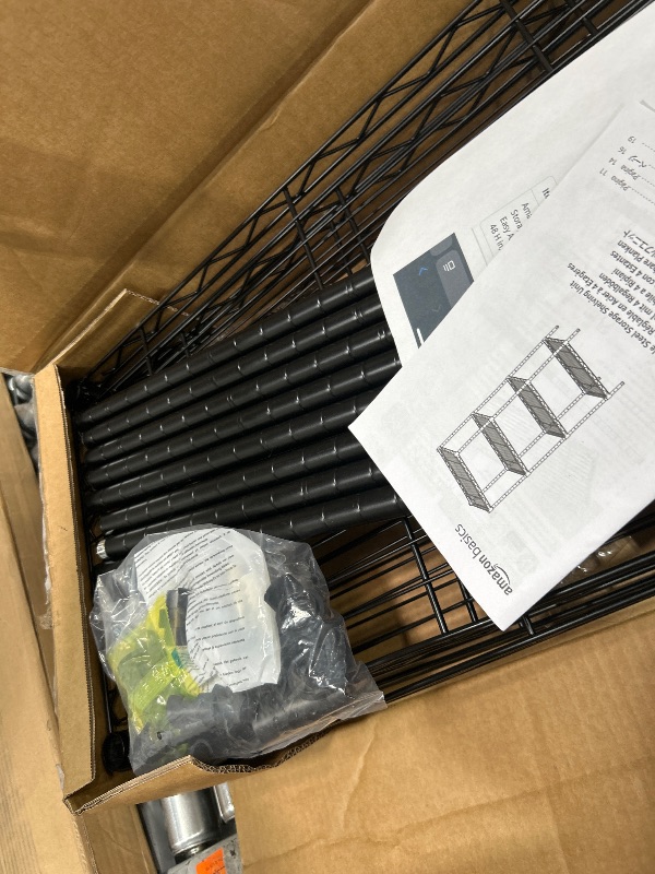 Photo 1 of Amazon Basics 4-Shelf Steel Wire Storage Rack, Adjustable, Sturdy, Easy Assembly, 13.4 D x 23.2 W x 48 H in, Black