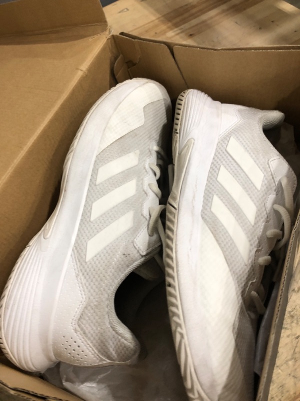 Photo 1 of adidas Men's Gamecourt 2.0 Tennis Sneaker, White/White/Matte Silver, 8.5