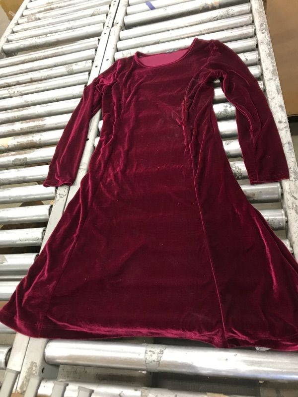 Photo 1 of Allegra K Casual Velvet Top for Women's Soft Vintage Crew Neck Long Sleeve Christmas T-Shirt Small Burgundy