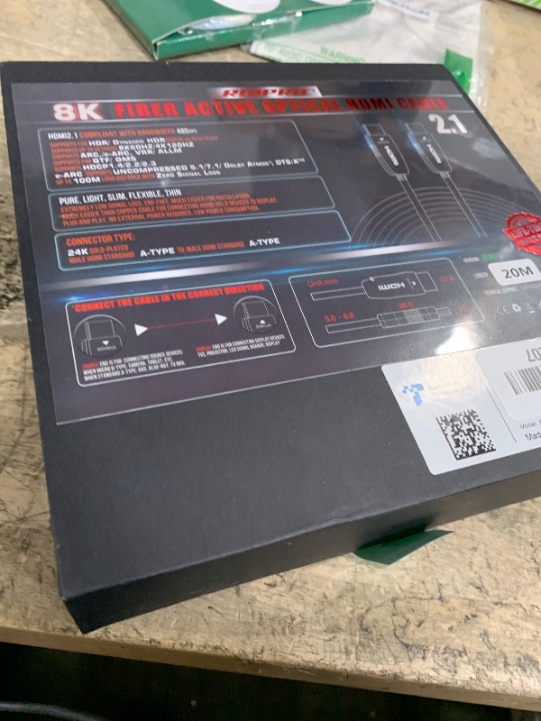 Photo 1 of RUIPRO 8K HDMI Fiber Optic Cable CL2 Rated 65 Feet 48Gbps 8K60Hz 4K120Hz Dynamic HDR eARC HDCP2.2/2.3 for RTX4080/4090/3080/3090, Xbox S/X, PS5/4, AVR, Projector, LG/Samsung/Sony TV