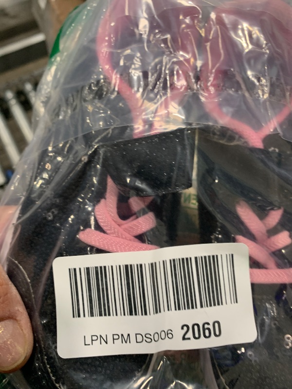 Photo 1 of Toandon Little Girls Kids Light Up Sneakers Sparkle Sequins Glitter Shoes Breathable Lightweight Elastic Band Athletic Running Walking Fashion Child Strap Non Slip Hook and Loop Pink Black Size 12