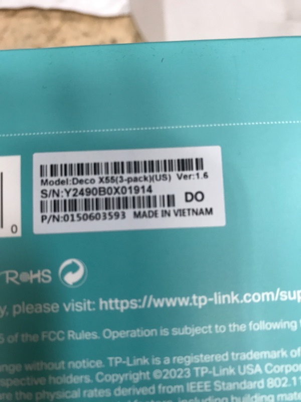 Photo 1 of TP-Link Deco AX3000 WiFi 6 Mesh System(Deco X55) - Covers up to 6500 Sq.Ft. , Replaces Wireless Router and Extender, 3 Gigabit ports per unit, supports Ethernet Backhaul (3-pack)
